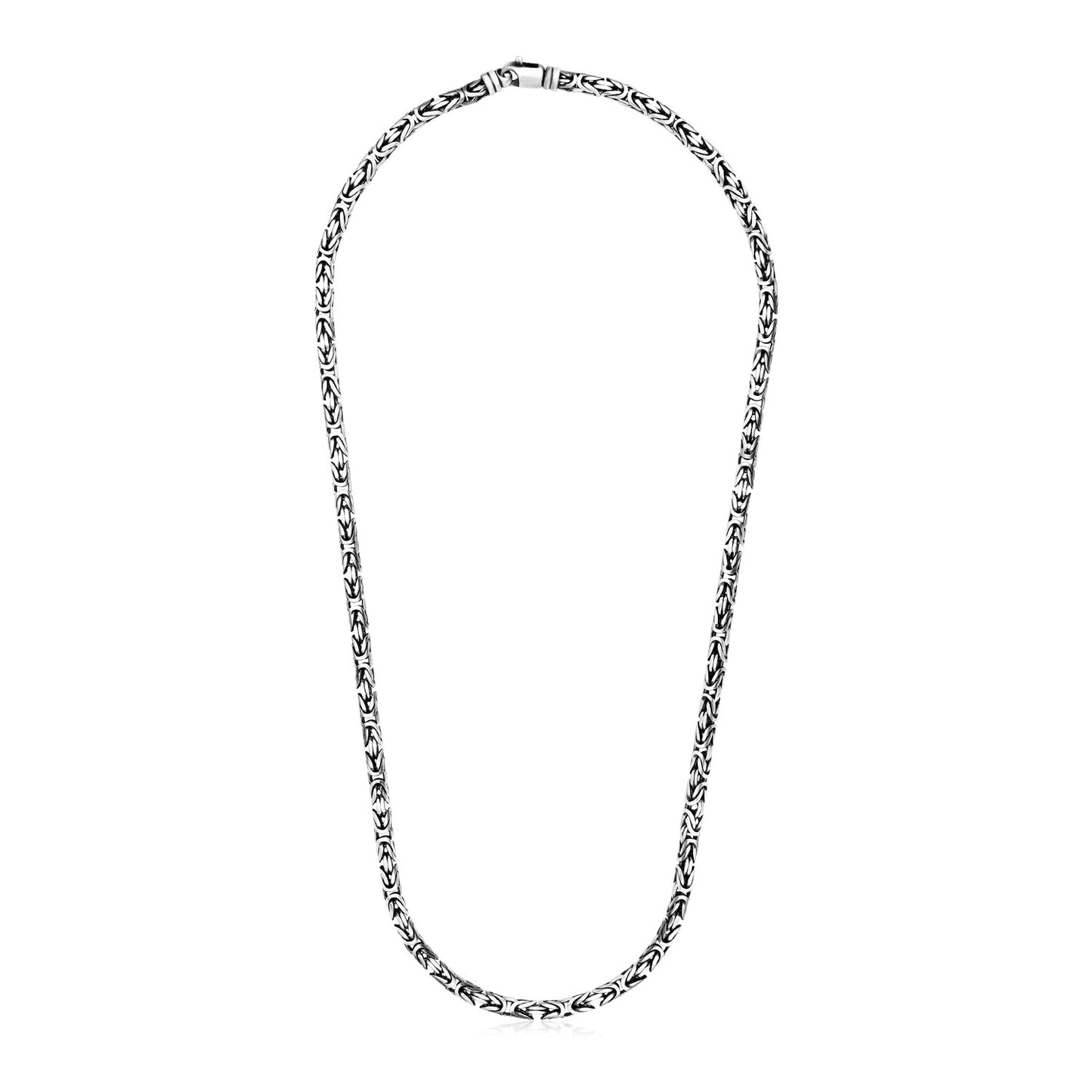 Sterling Silver Gunmetal Finish Byzantine Chain Necklace