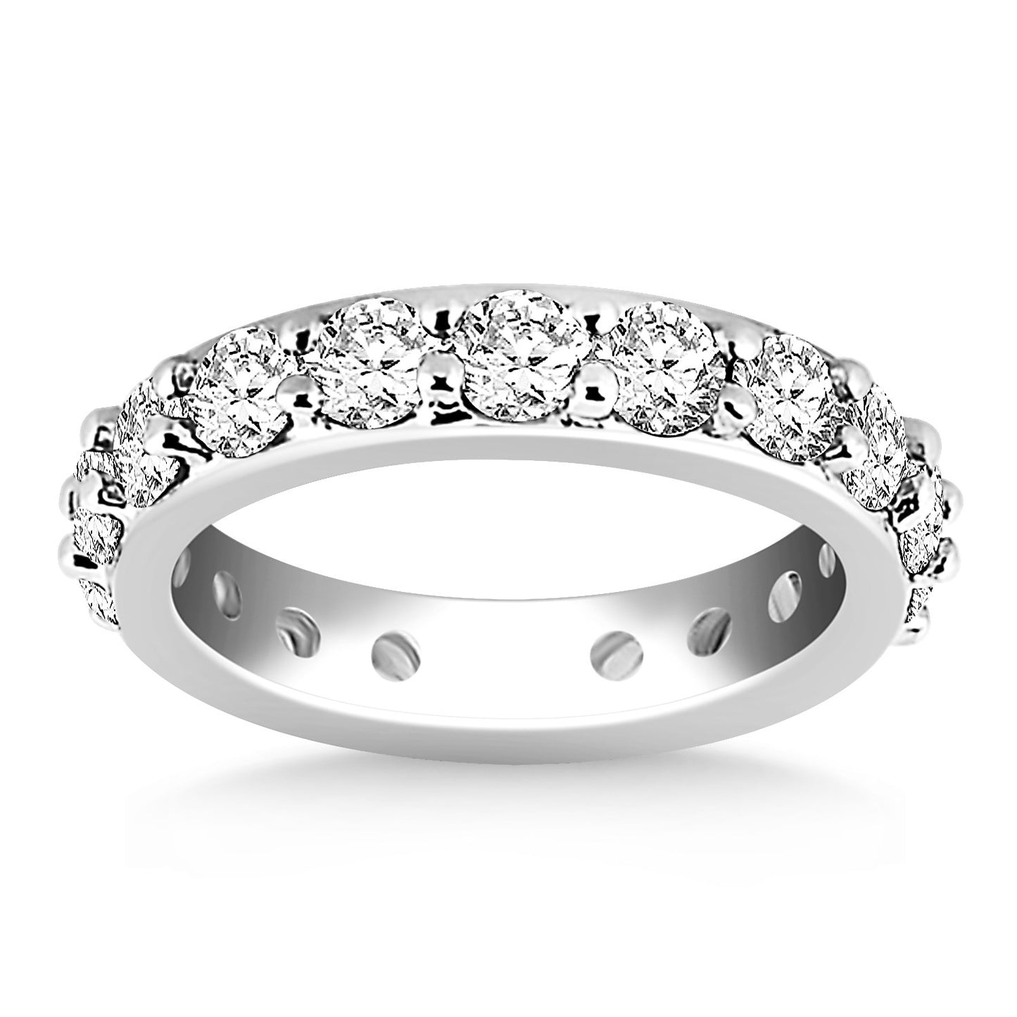 14k White Gold Round Cut Diamond Eternity Ring