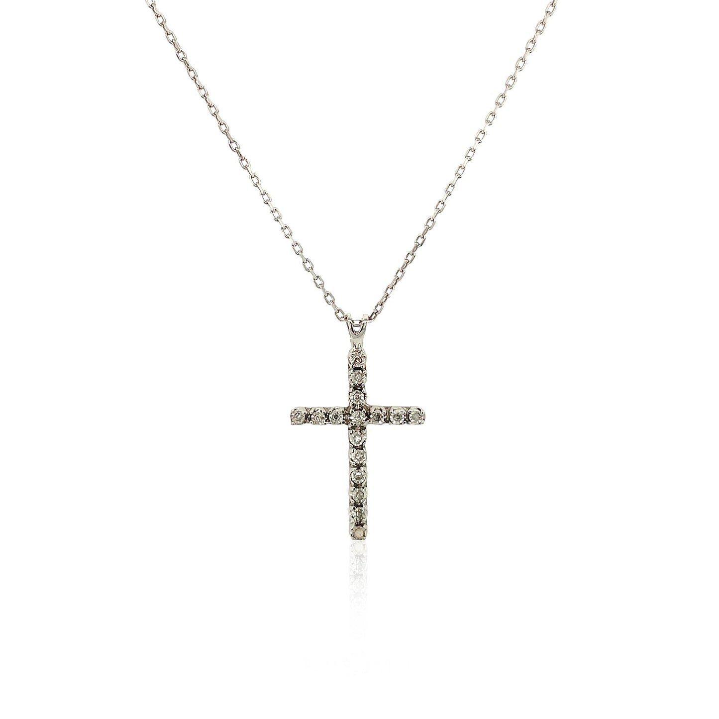 Cross Pendant with Diamonds in Sterling Silver