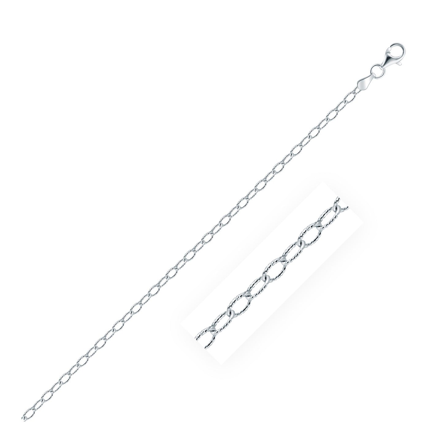 Rhodium Plated 2.5mm Sterling Silver Rolo Style Chain