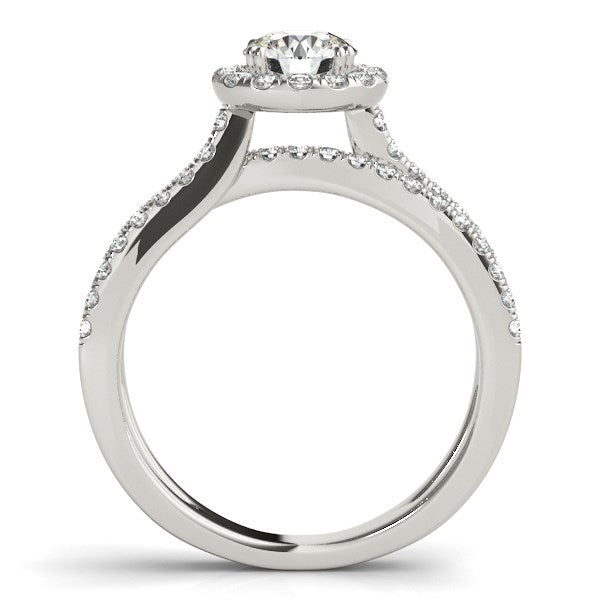 14k White Gold Diamond Engagement Ring with Split Shank Design (1 1/2 cttw)