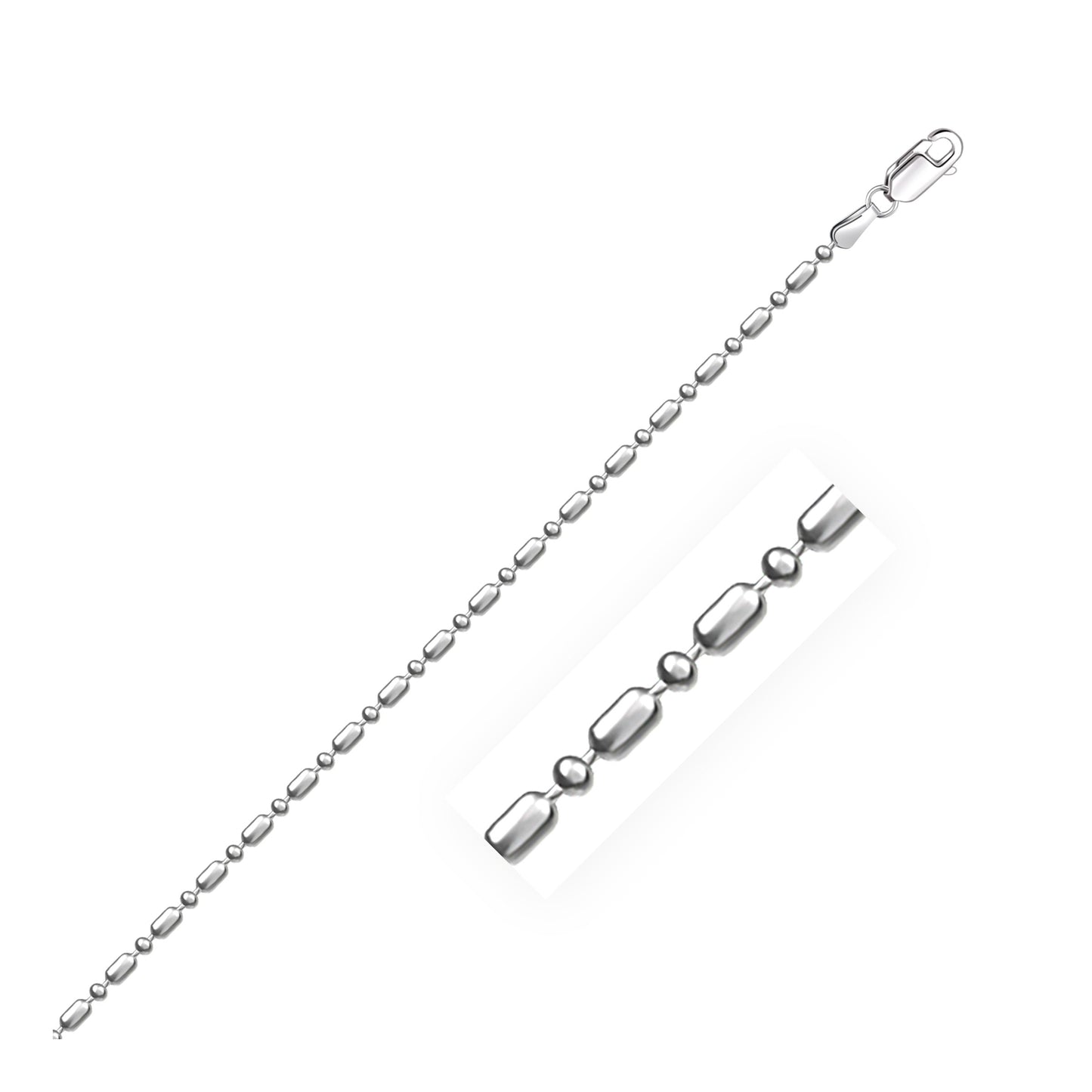 14k White Gold Diamond-Cut Alternating Bead Chain 1.5mm