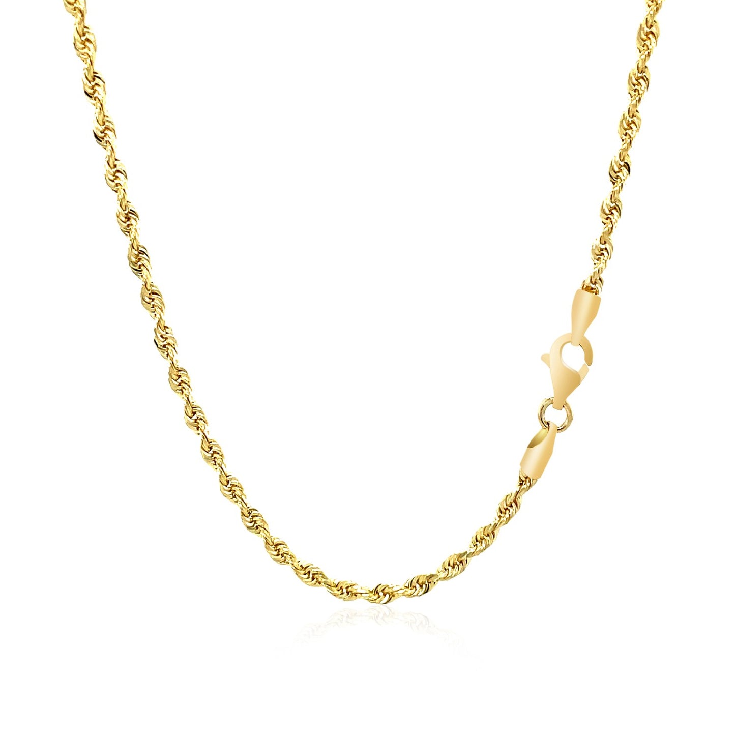 2.5mm 10k Yellow Gold Solid Diamond Cut Rope Chain