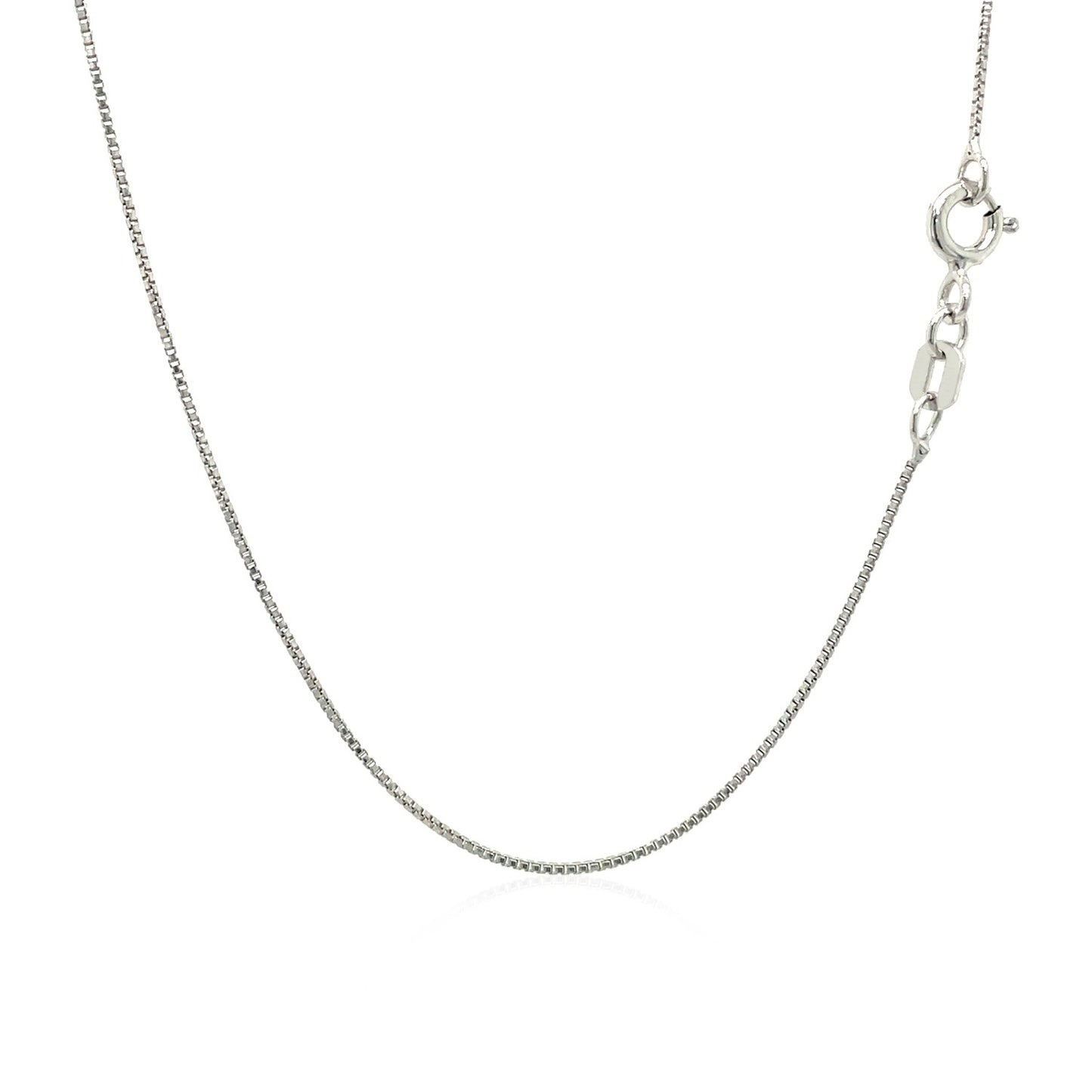Sterling Silver Rhodium Plated Box Chain 0.7mm