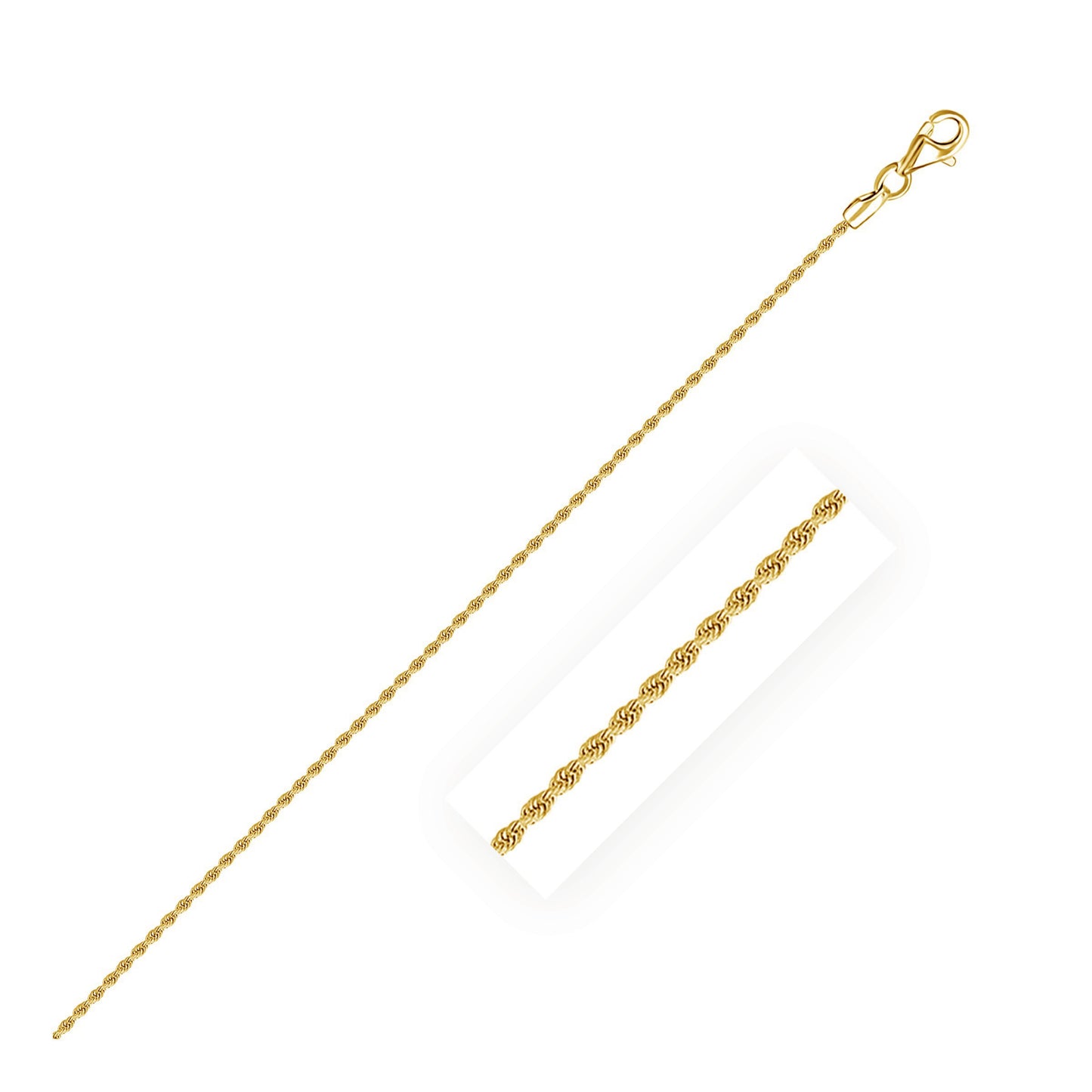 14k Yellow Gold Solid Diamond Cut Rope Chain 1.5mm