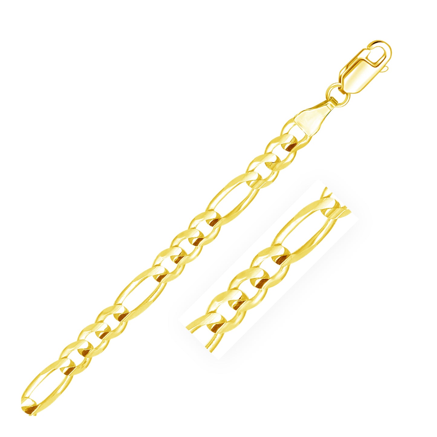 6.0mm 14k Yellow Gold Solid Figaro Chain