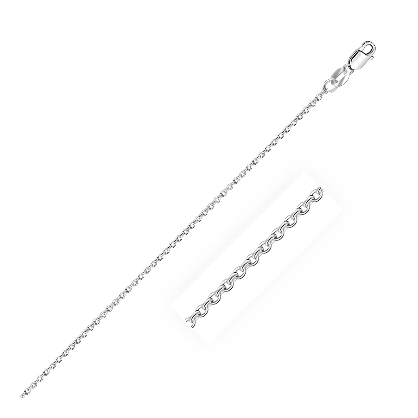 Sterling Silver Rhodium Plated Cable Chain 1.1mm