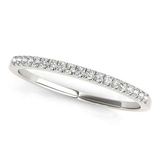 14k White Gold Scallop Pave Set Diamond Wedding Ring (1/8 cttw)