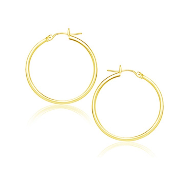 10k Yellow Gold Polished Hoop Earrings (25 mm)