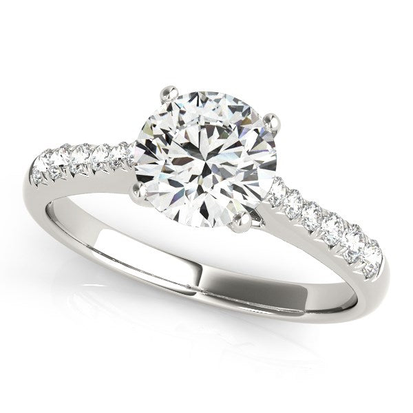 14k White Gold Round Cut Diamond Engagement Ring  (1 5/8 cttw)