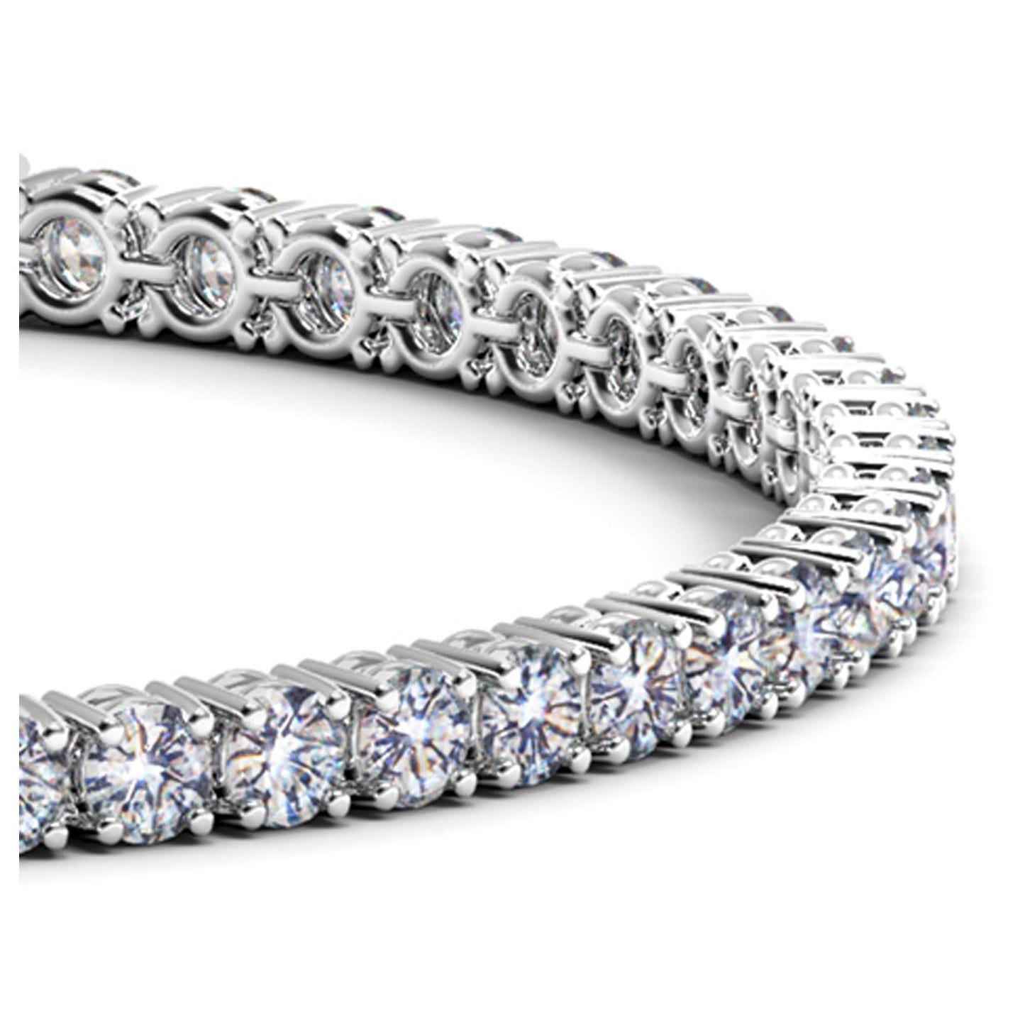 14k White Gold Round Diamond Tennis Bracelet (6 cttw)