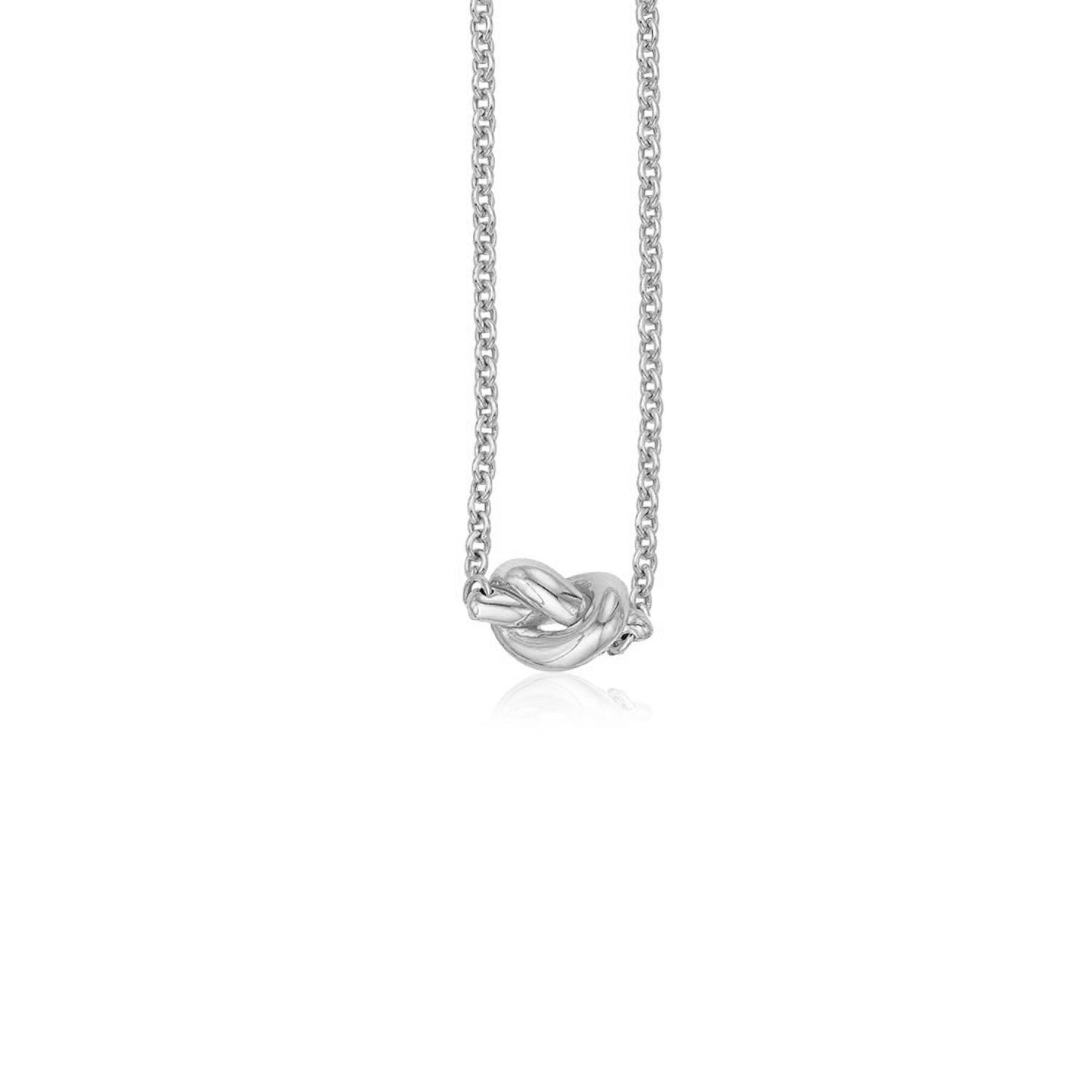 14k White Gold Chain Necklace with Polished Knot