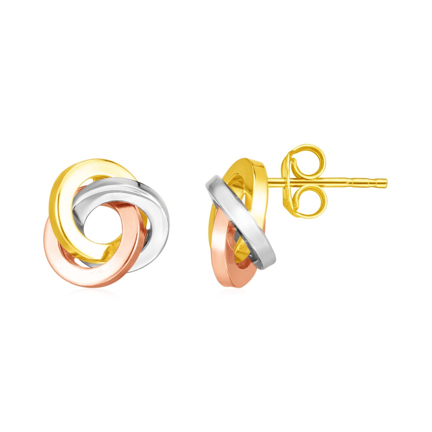 14k Tri Color Gold Love Knot Earrings