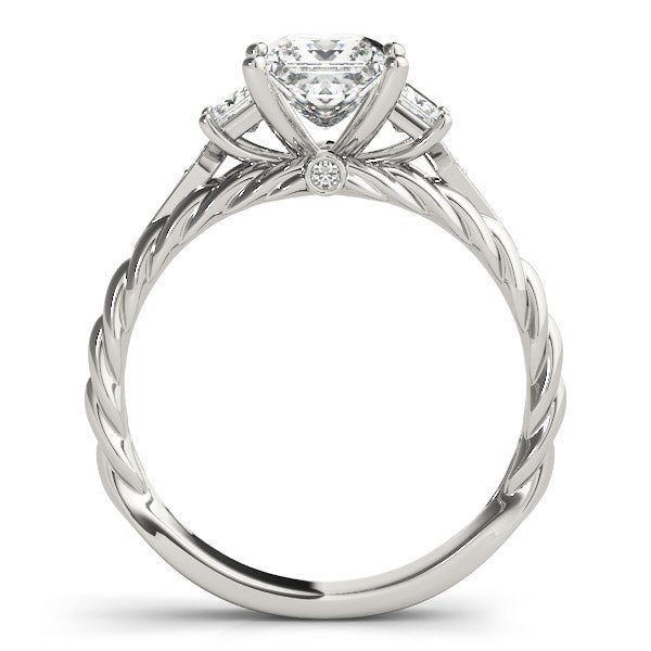 14k White Gold Princess Cut 3 Stone Antique Style Diamond Ring (1 1/8 cttw)