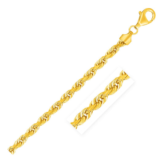 7.0mm 14k Yellow Gold Solid Diamond Cut Rope Chain