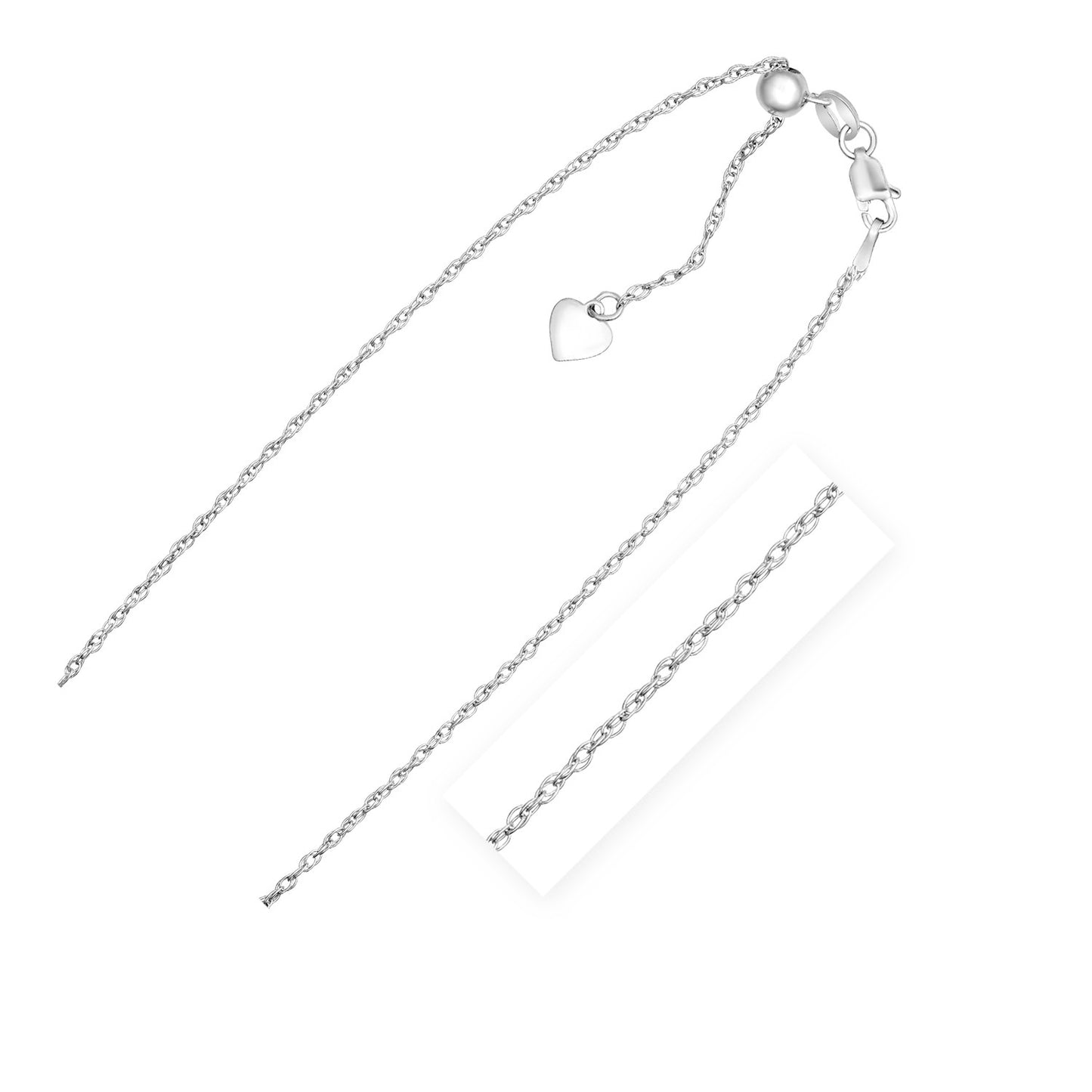 Sterling Silver 1.5mm Adjustable Rope Chain
