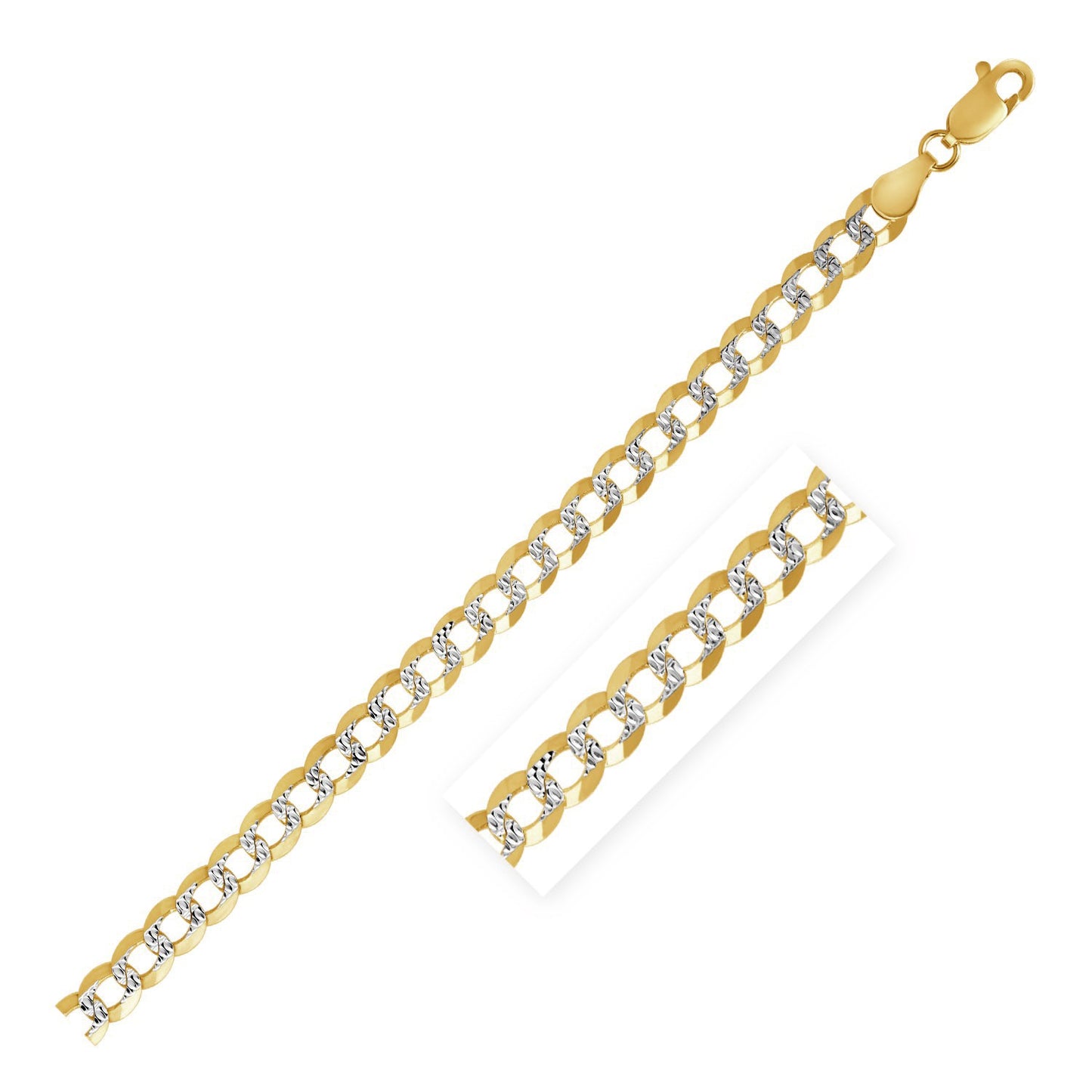 3.2 mm 14k Two Tone Gold Pave Curb Chain