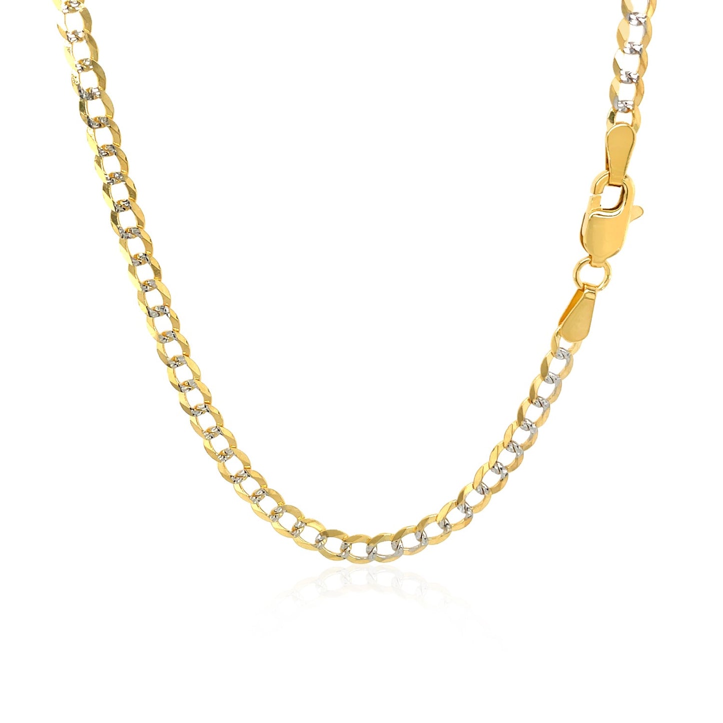 3.2 mm 14k Two Tone Gold Pave Curb Chain
