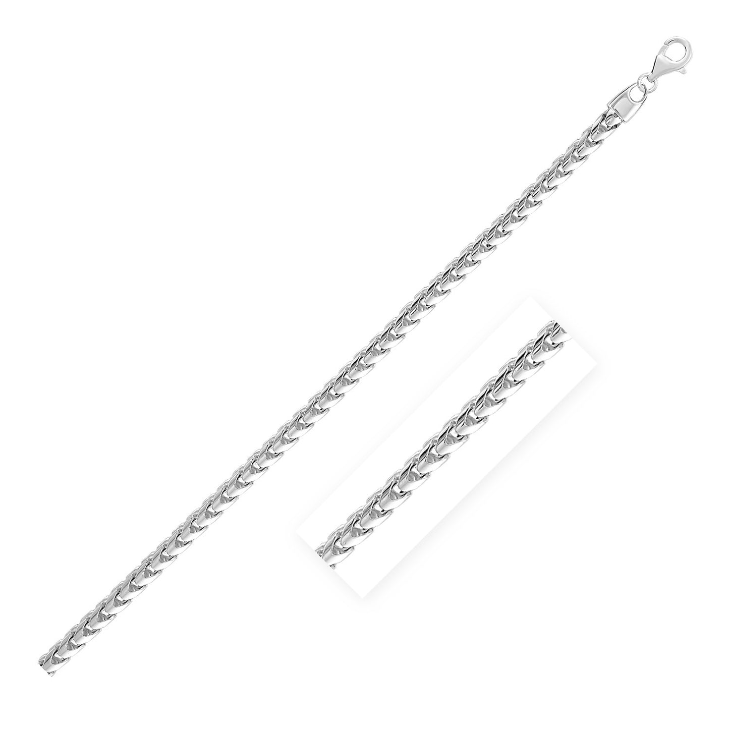 Sterling Silver Rhodium Plated Round Franco Chain 4.6mm