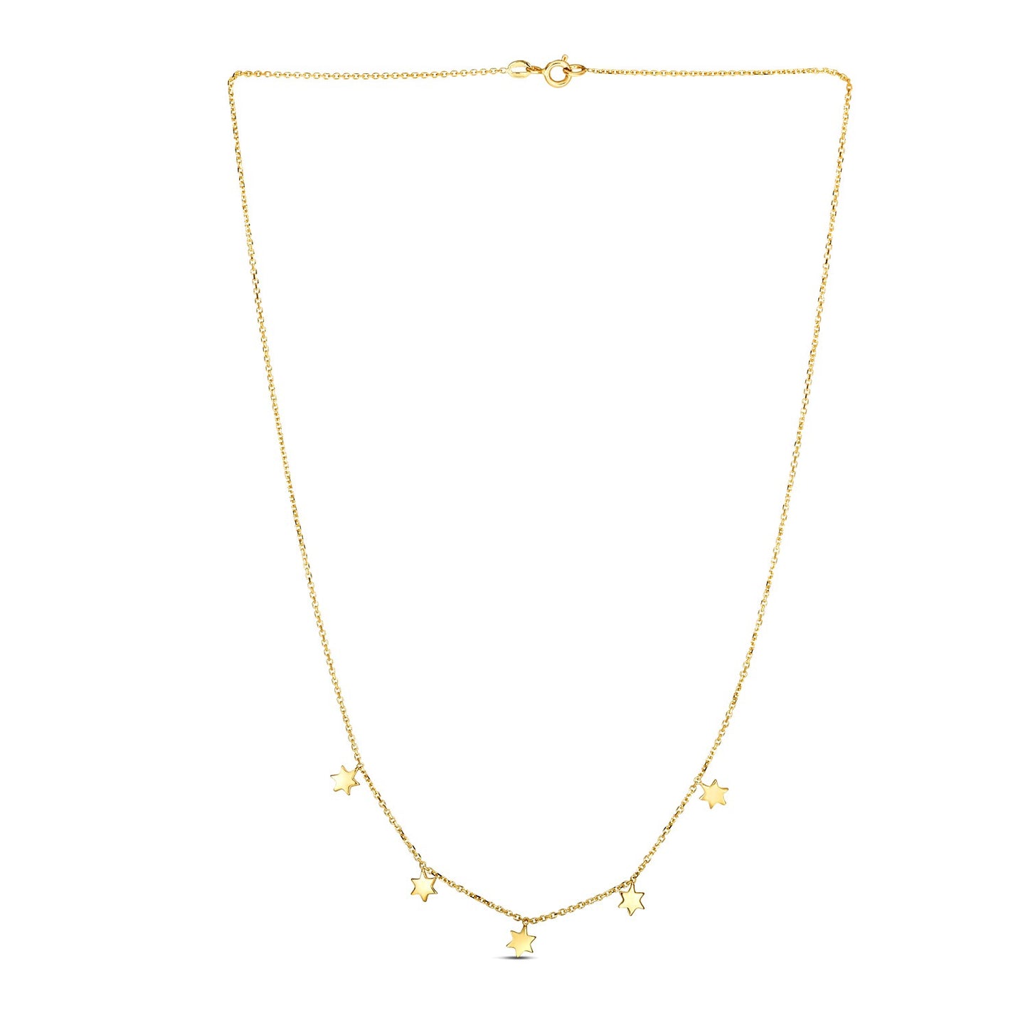 14k Yellow Gold Necklace with Six Pointed Stars