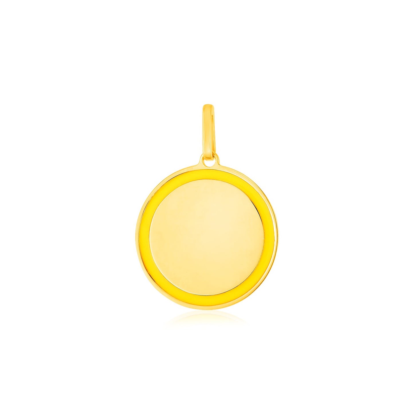 14k Yellow Gold and Yellow Enamel Circle Pendant