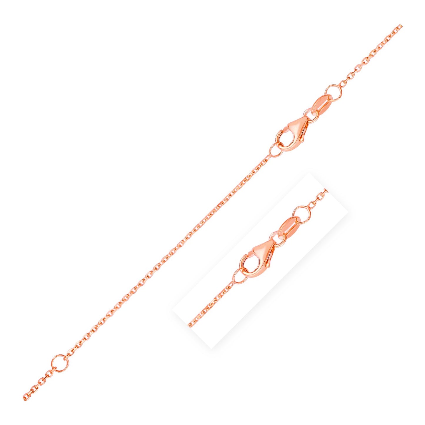 Double Extendable Diamond Cut Cable Chain in 14k Rose Gold (0.8mm)