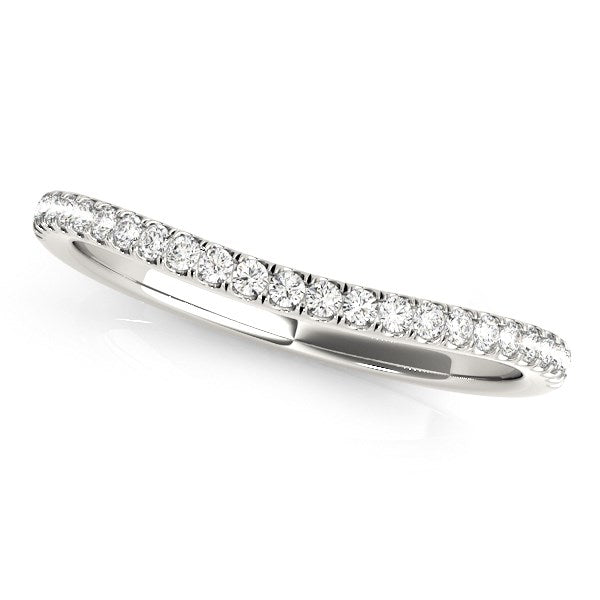 14k White Gold Pave Setting Style Curved Wedding Band (1/10 cttw)