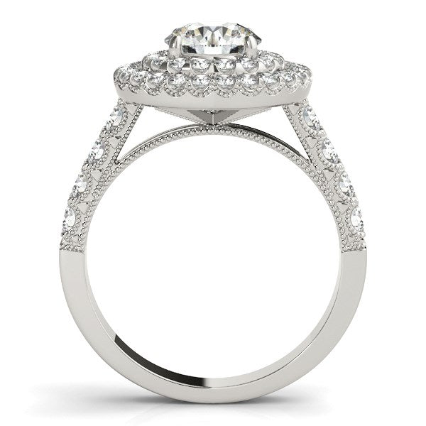 14k White Gold Diamond Engagement Ring with Double Pave Halo (2 5/8 cttw)