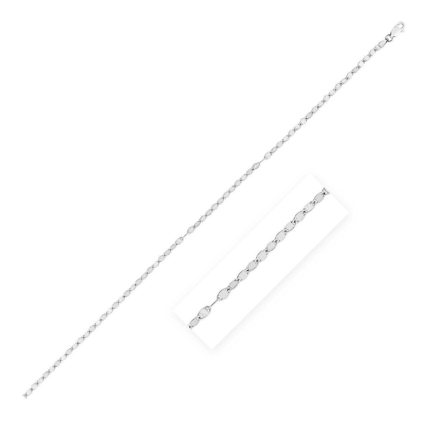 Classic Rhodium Plated Mirror Chain in Sterling Silver (3.1 mm)