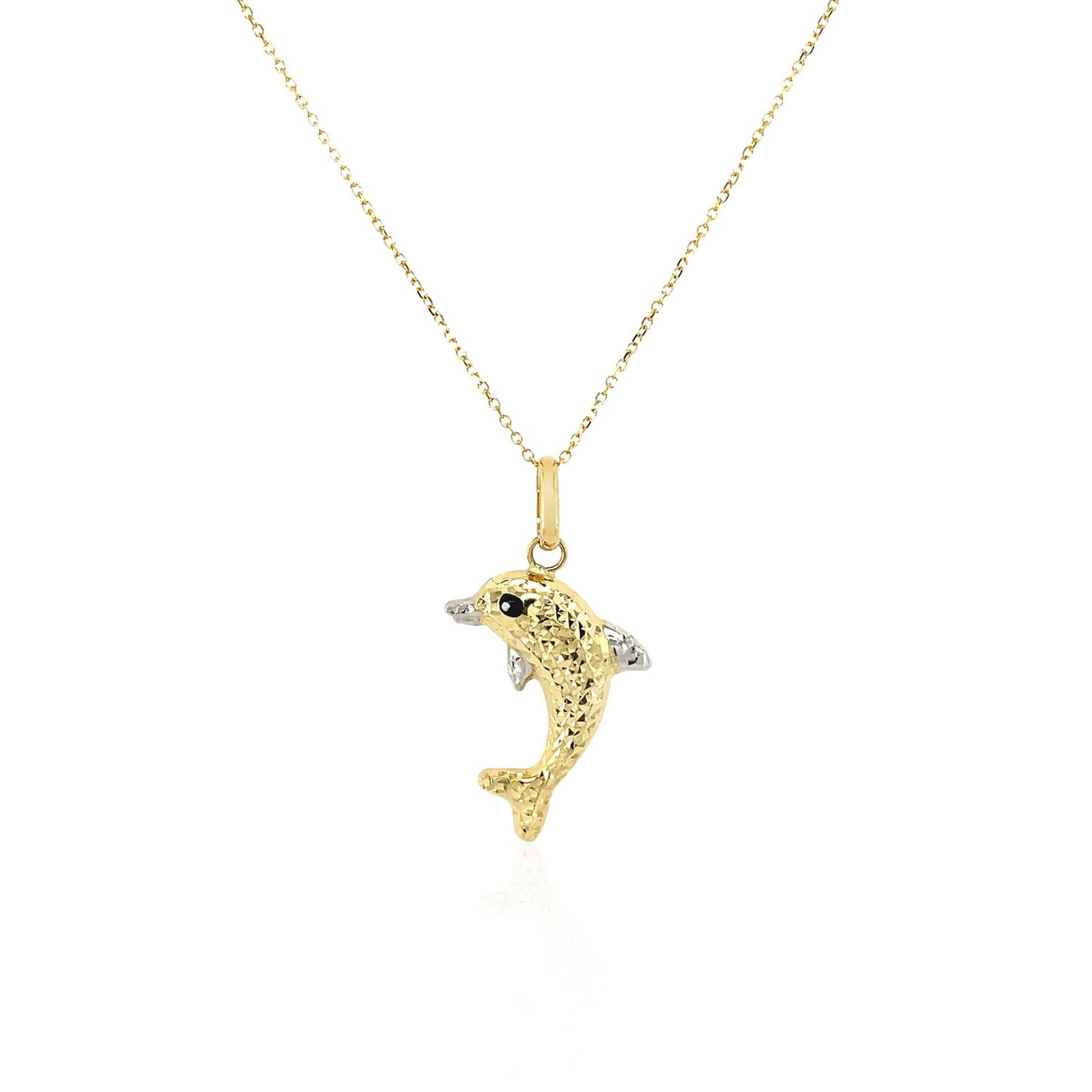 14k Two-Toned Yellow and White Gold Reversible Dolphin Pendant