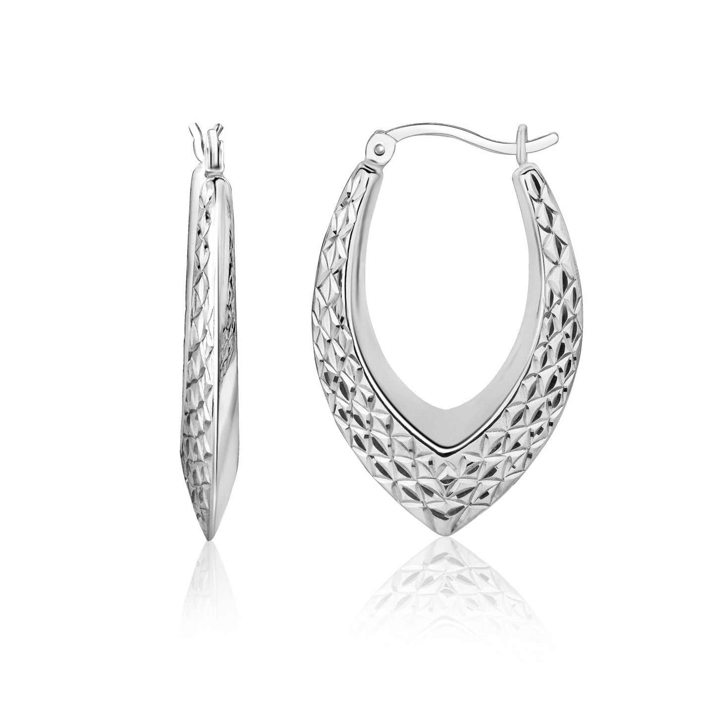 Sterling Silver Fancy Weave Style Texture Hoop Earrings