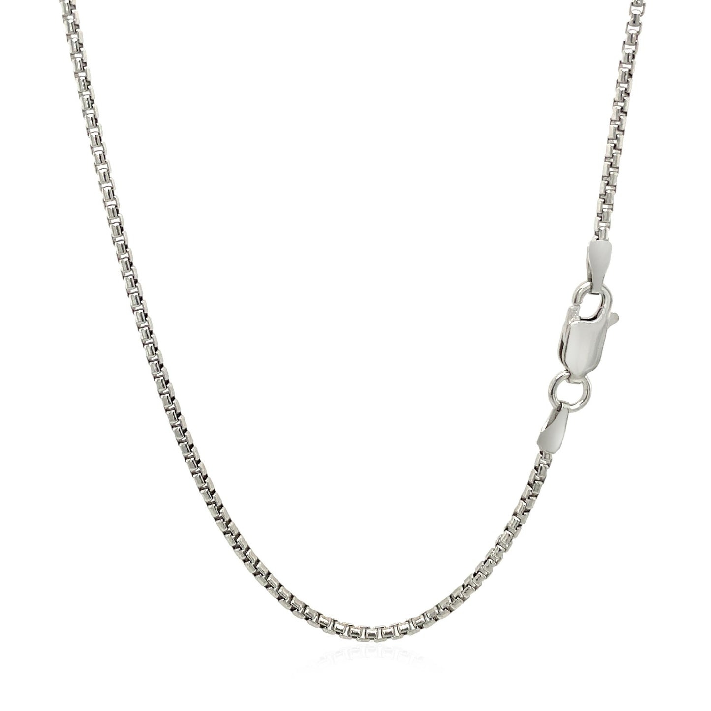 Sterling Silver Rhodium Plated Round Box Chain 1.5mm