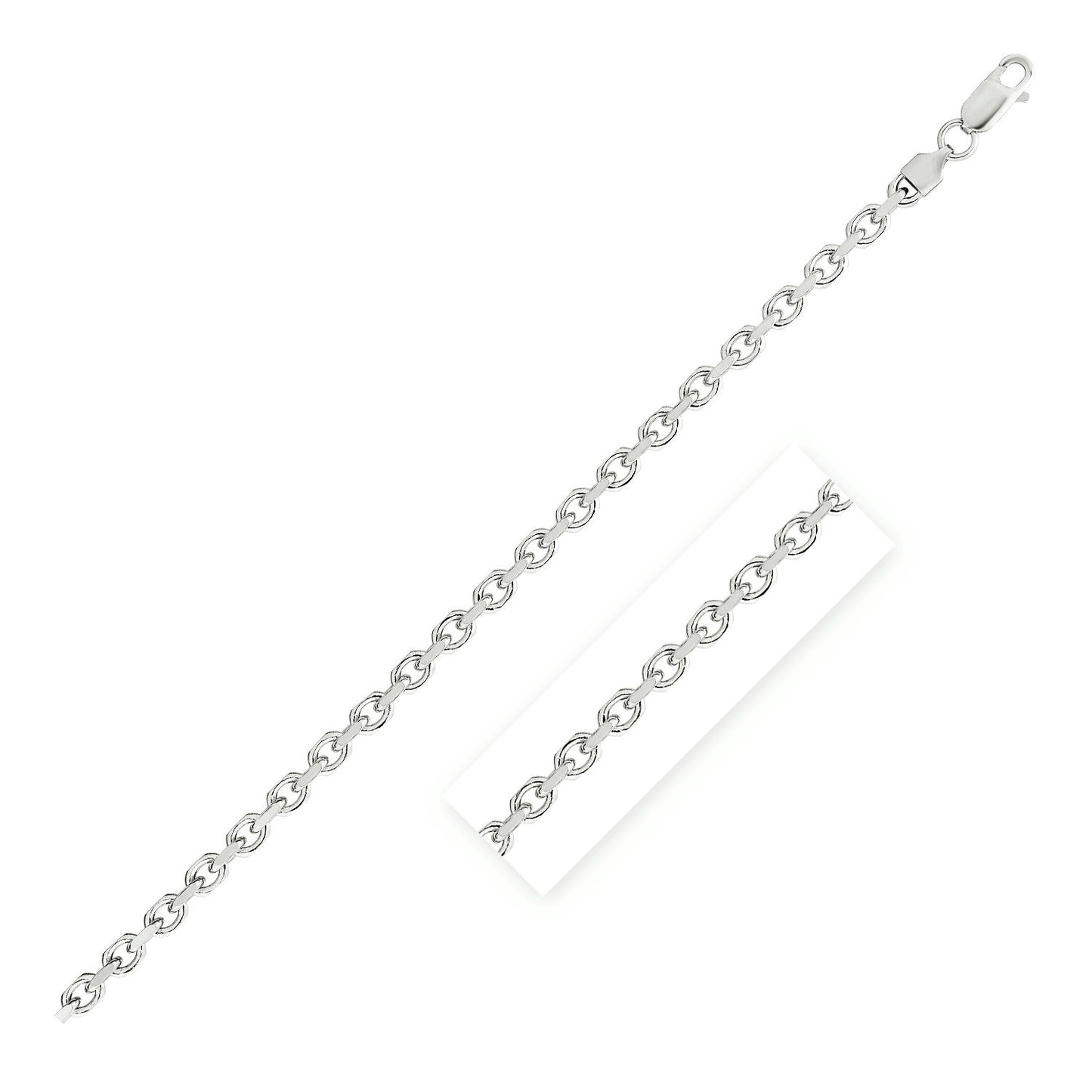 Sterling Silver Rhodium Plated Anchor Chain (4.5 mm)