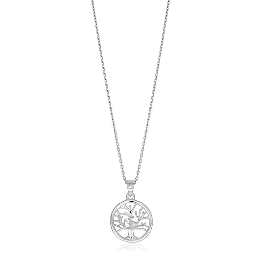 Sterling Silver inch Round Tree of Life Necklace