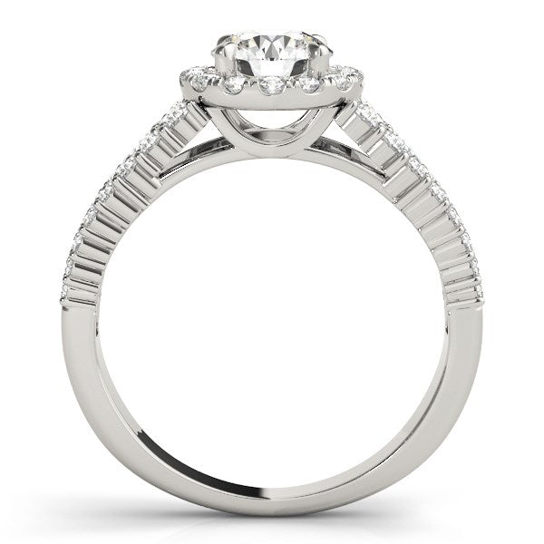 14k White Gold Graduated Pave Set Shank Diamond Engagement Ring (1 5/8 cttw)