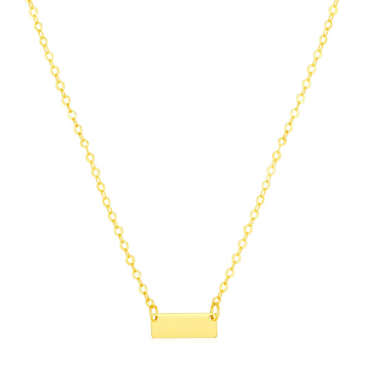 14k Yellow Gold Polished Mini Bar Necklace