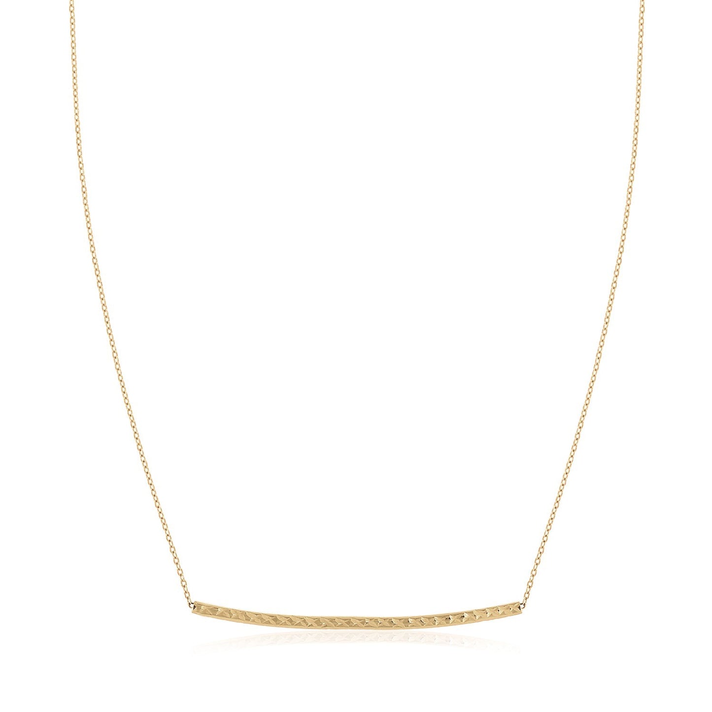 14k Yellow Gold Thin Textured Bar Necklace