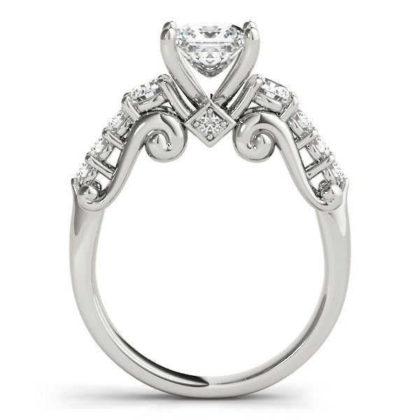14k White Gold 3 Stone Antique Design Diamond Engagement Ring (1 3/4 cttw)