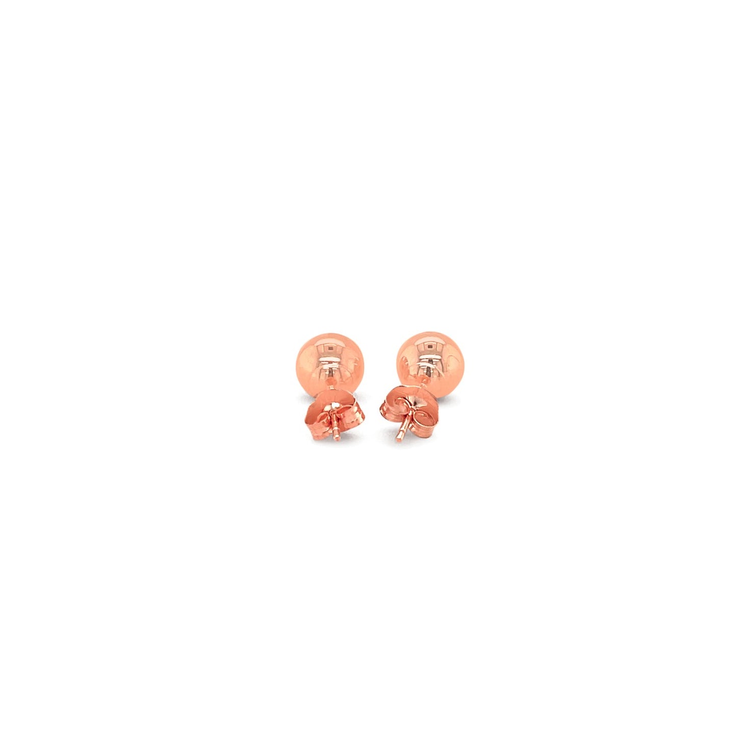 14k Rose Gold Classic Round Shape Stud Earrings (6.0 mm)