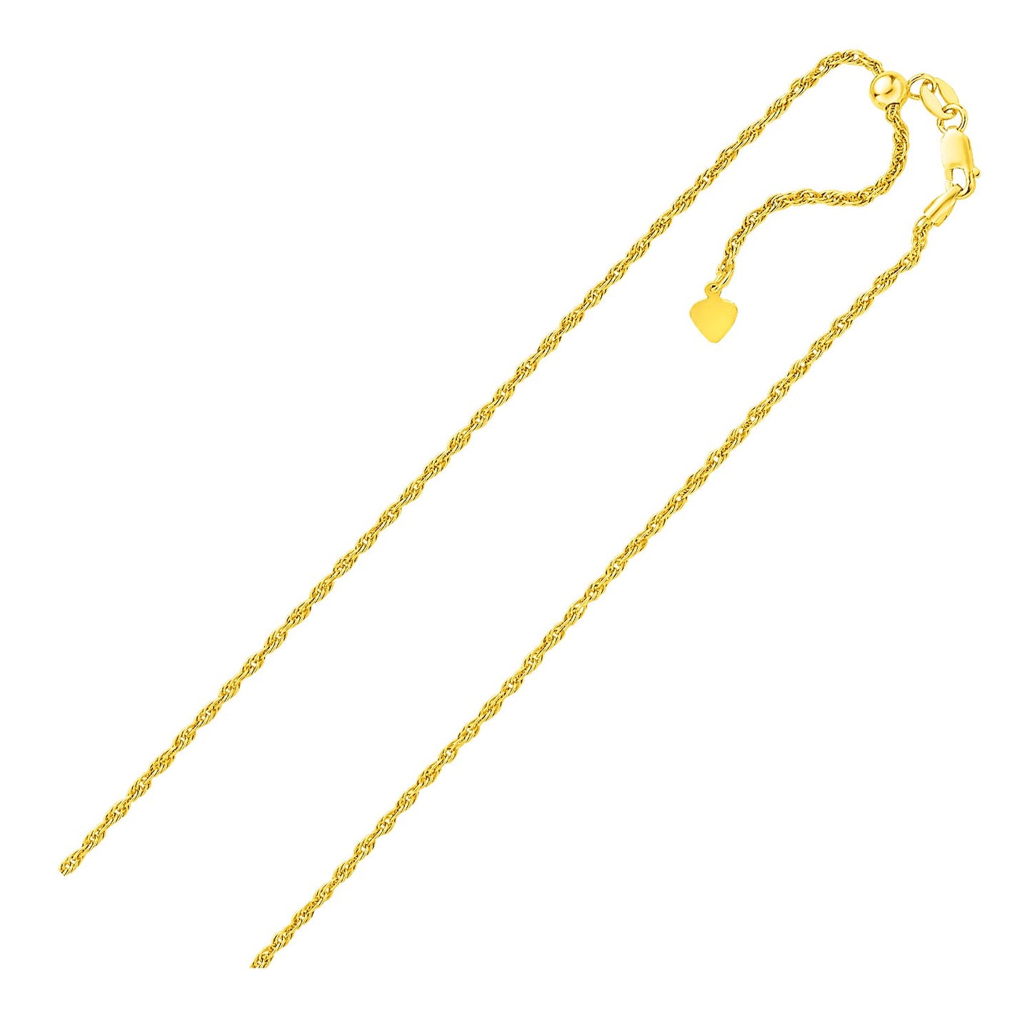 Sterling Silver in Yellow Finish 1.5mm Adjustable Rope Chain