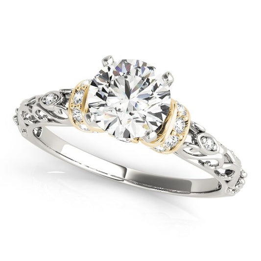 14k White And Yellow Gold Antique Style Diamond Engagement Ring (1 1/8 cttw)