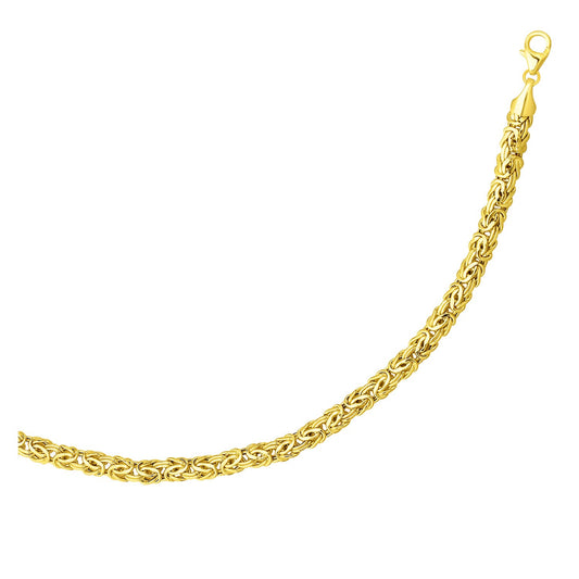 14k Yellow Gold Byzantine Link Shiny Bracelet