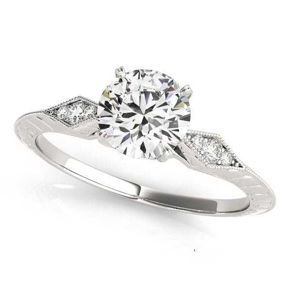 14k White Gold Diamond Engagement Ring with Side Clusters (1 1/8 cttw)